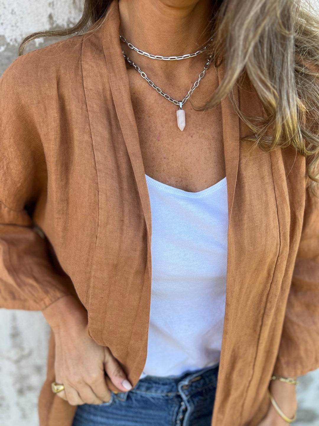 Linnen vest met ruches