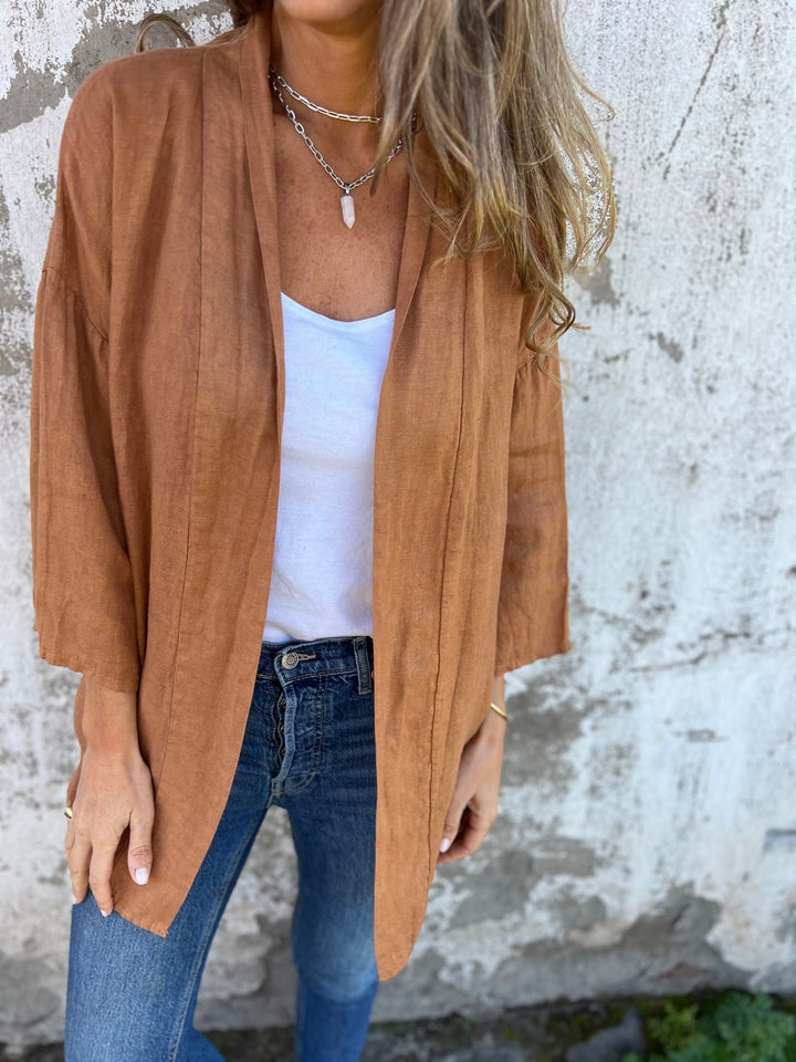 Linnen vest met ruches