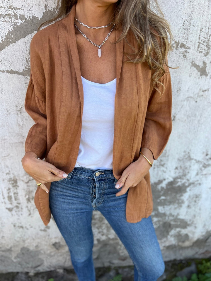 Linnen vest met ruches