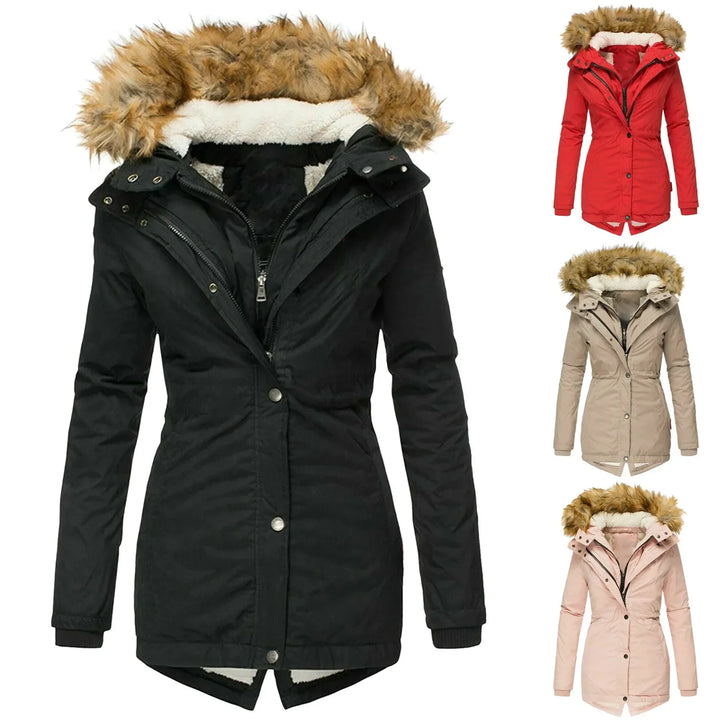 Sabrina | Slim fit winterjas met capuchon en kraag