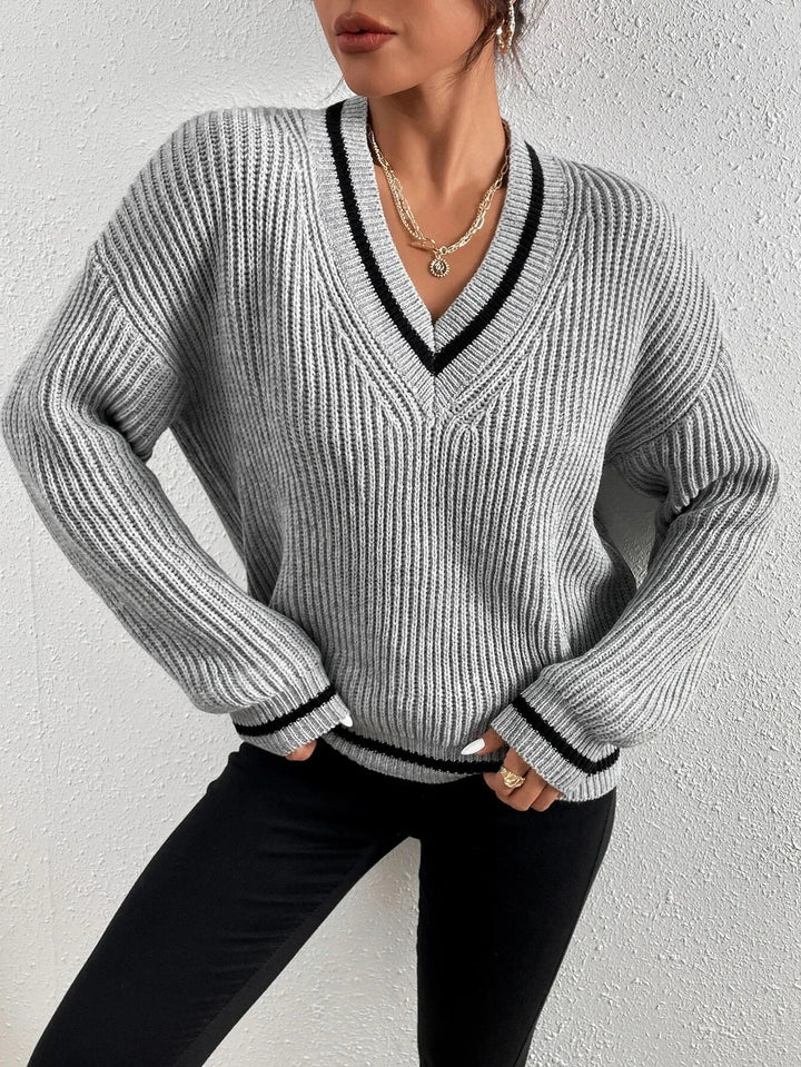 Marina | Gestreepte Wafeltricot Pullover