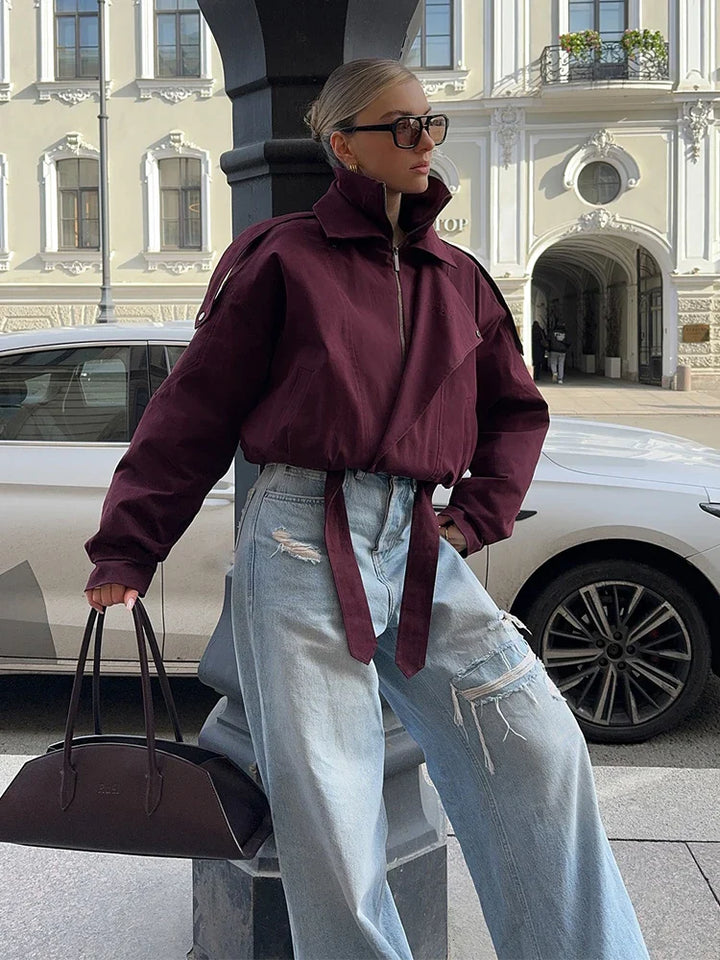 Matilda | Losvallend bomberjack met ritssluiting en opstaande kraag