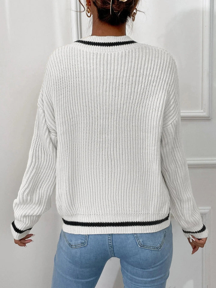 Marina | Gestreepte Wafeltricot Pullover
