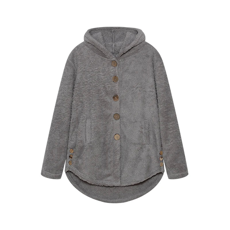 Audrey | Gepleet overhemd met print en bijpassende bontjas