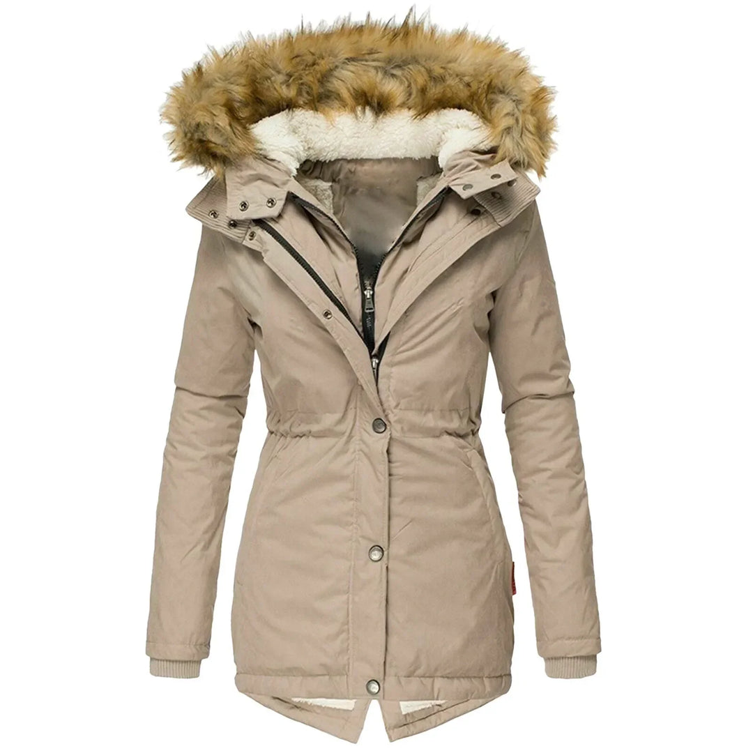 Sabrina | Slim fit winterjas met capuchon en kraag