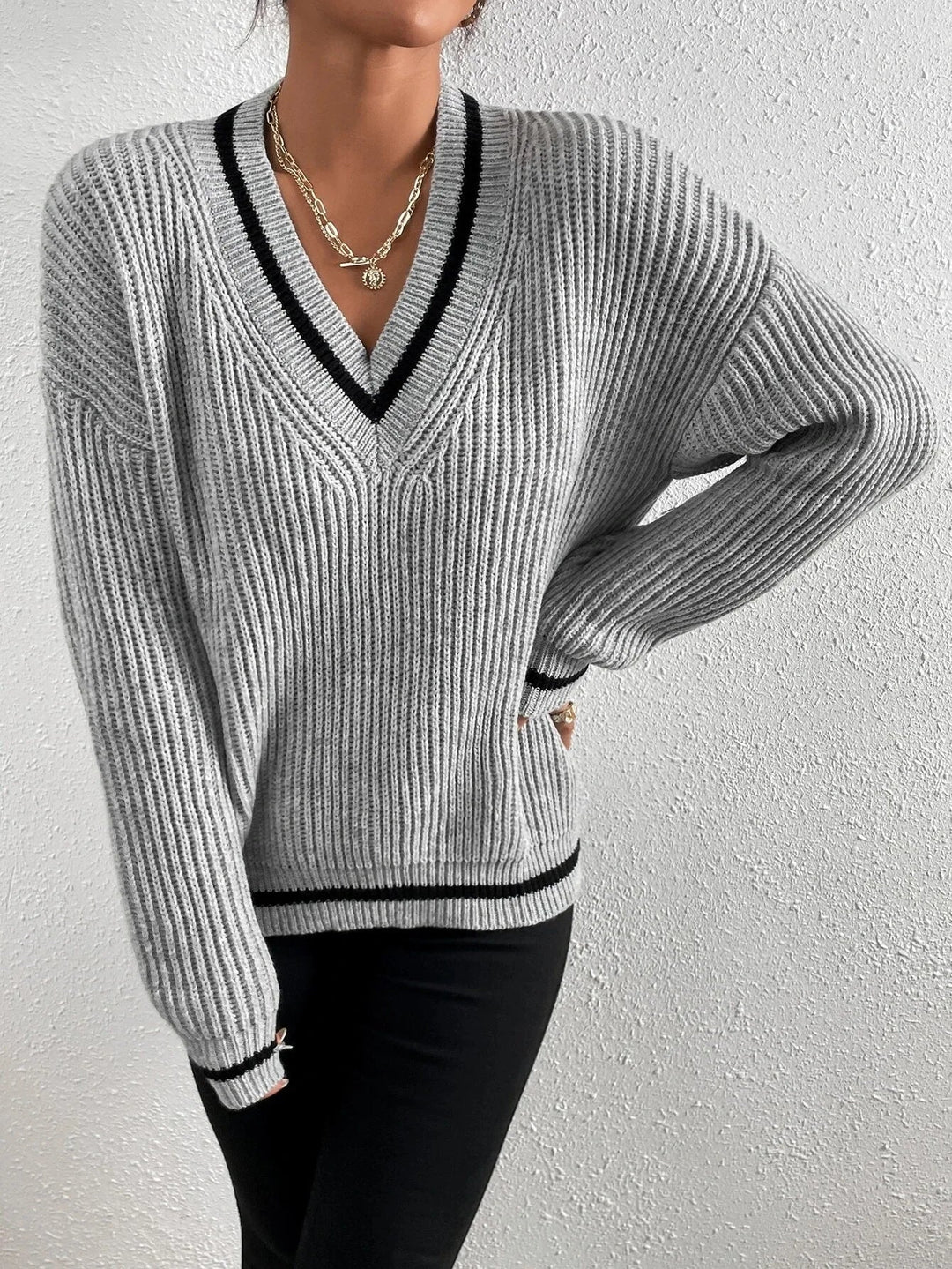 Marina | Gestreepte Wafeltricot Pullover