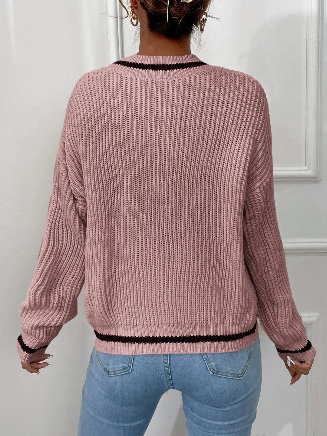 Marina | Gestreepte Wafeltricot Pullover
