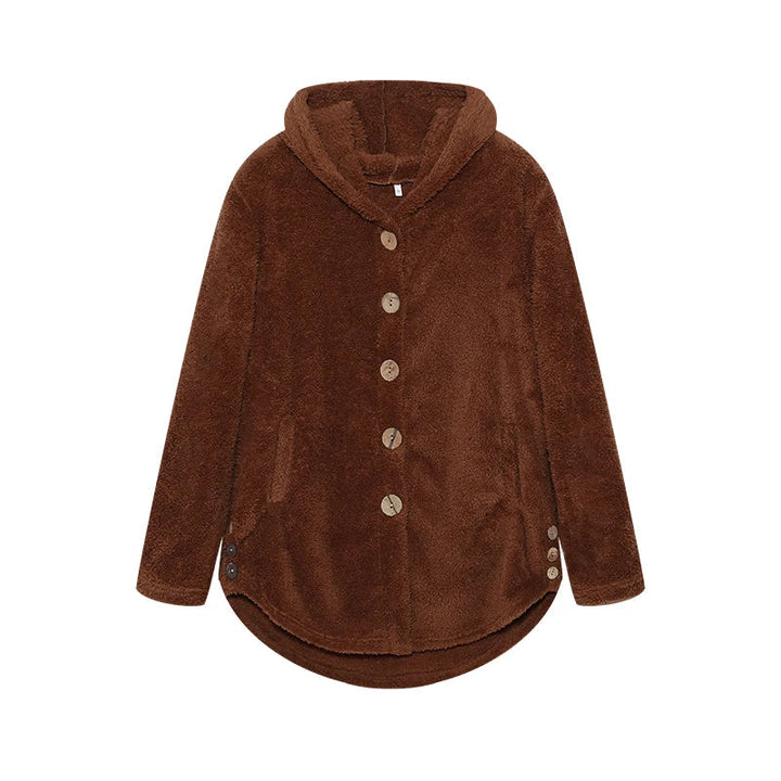 Audrey | Gepleet overhemd met print en bijpassende bontjas