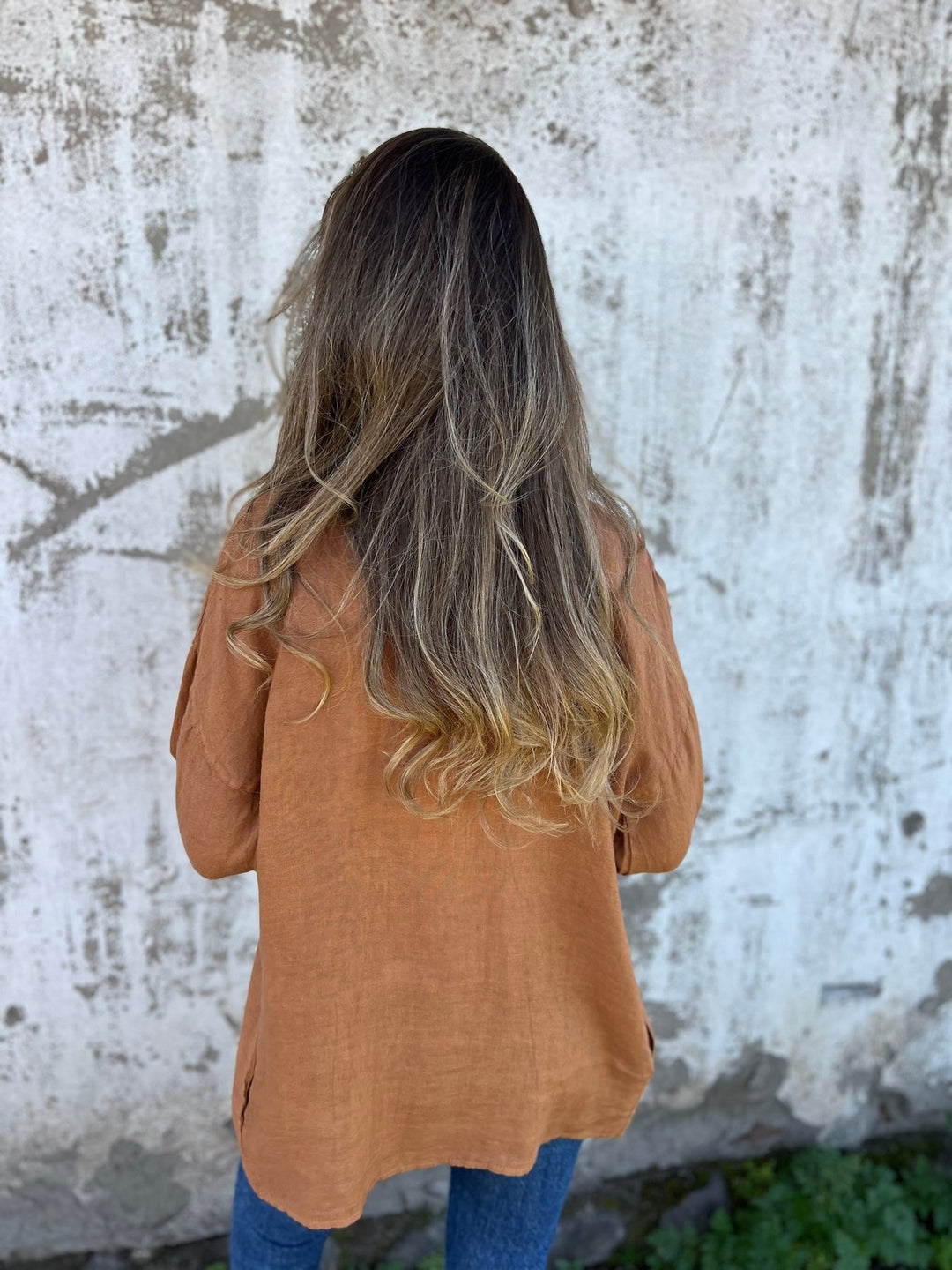 Linnen vest met ruches